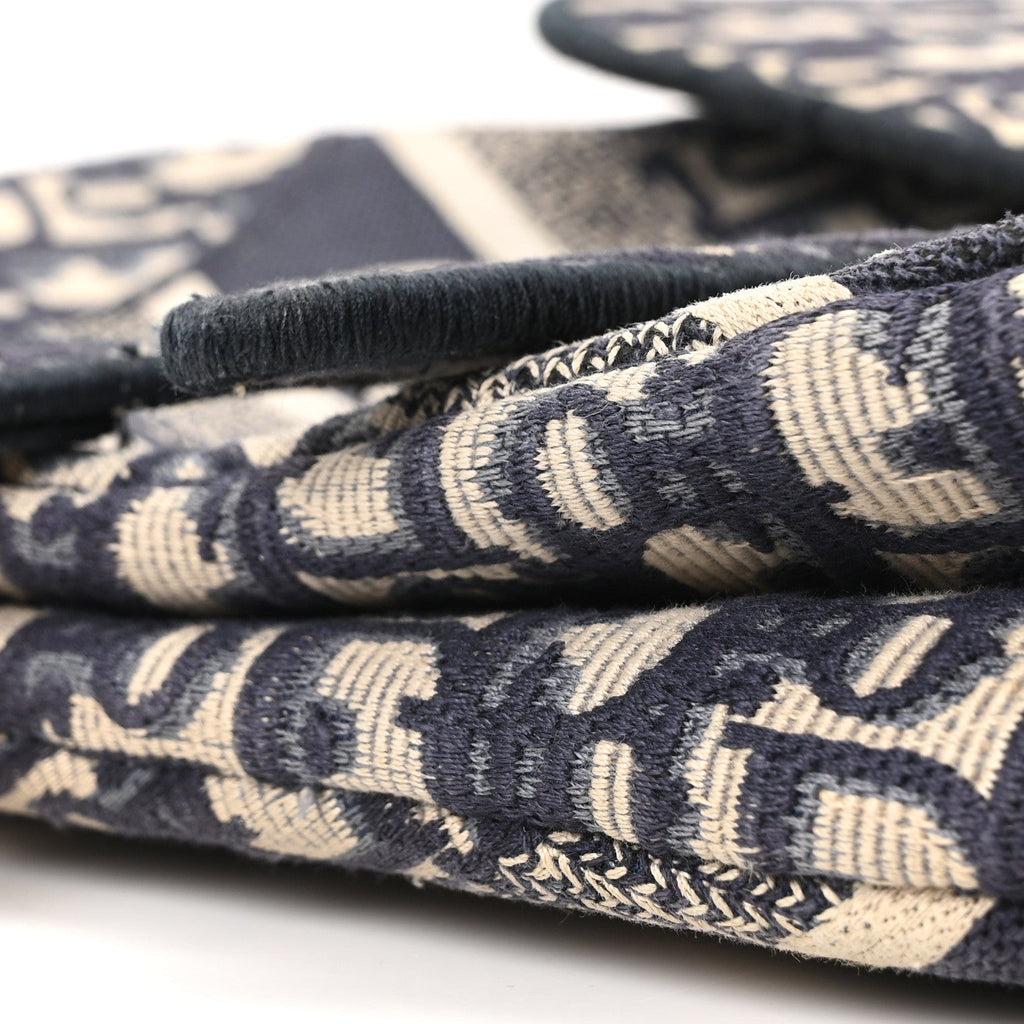 Oblique Embroidered Saddle Bag Blue