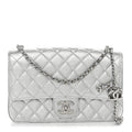 Metallic Caviar Quilted Medium CC Slide Flap Silver