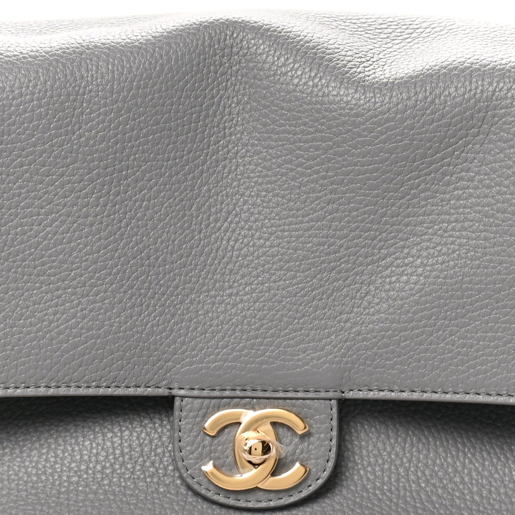 Grained Calfskin Small Souplissimo Maxi Flap Grey