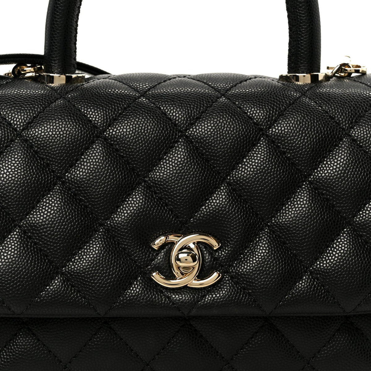 Caviar Quilted Mini Coco Handle Flap Black