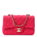 Satin Quilted CC Mini Rectangular Flap Dark Pink