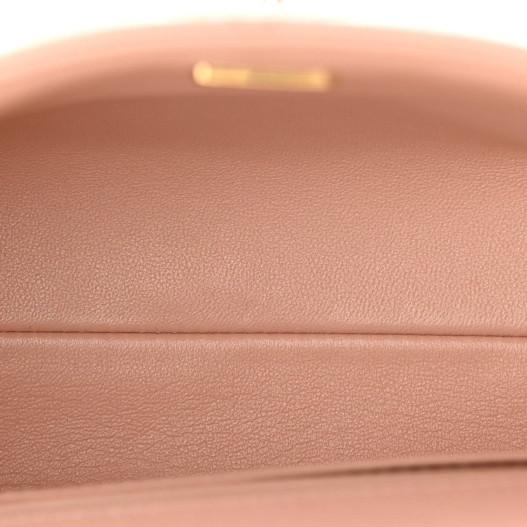 Caviar Quilted Mini Retro Twist Top Handle Flap Light Pink