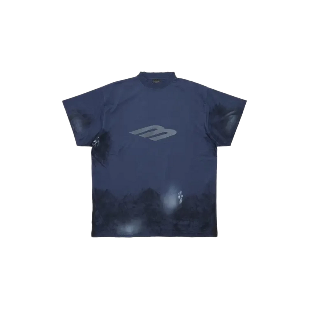 Balenciaga 3B Stencil Vintage Jersey T-Shirt Navy