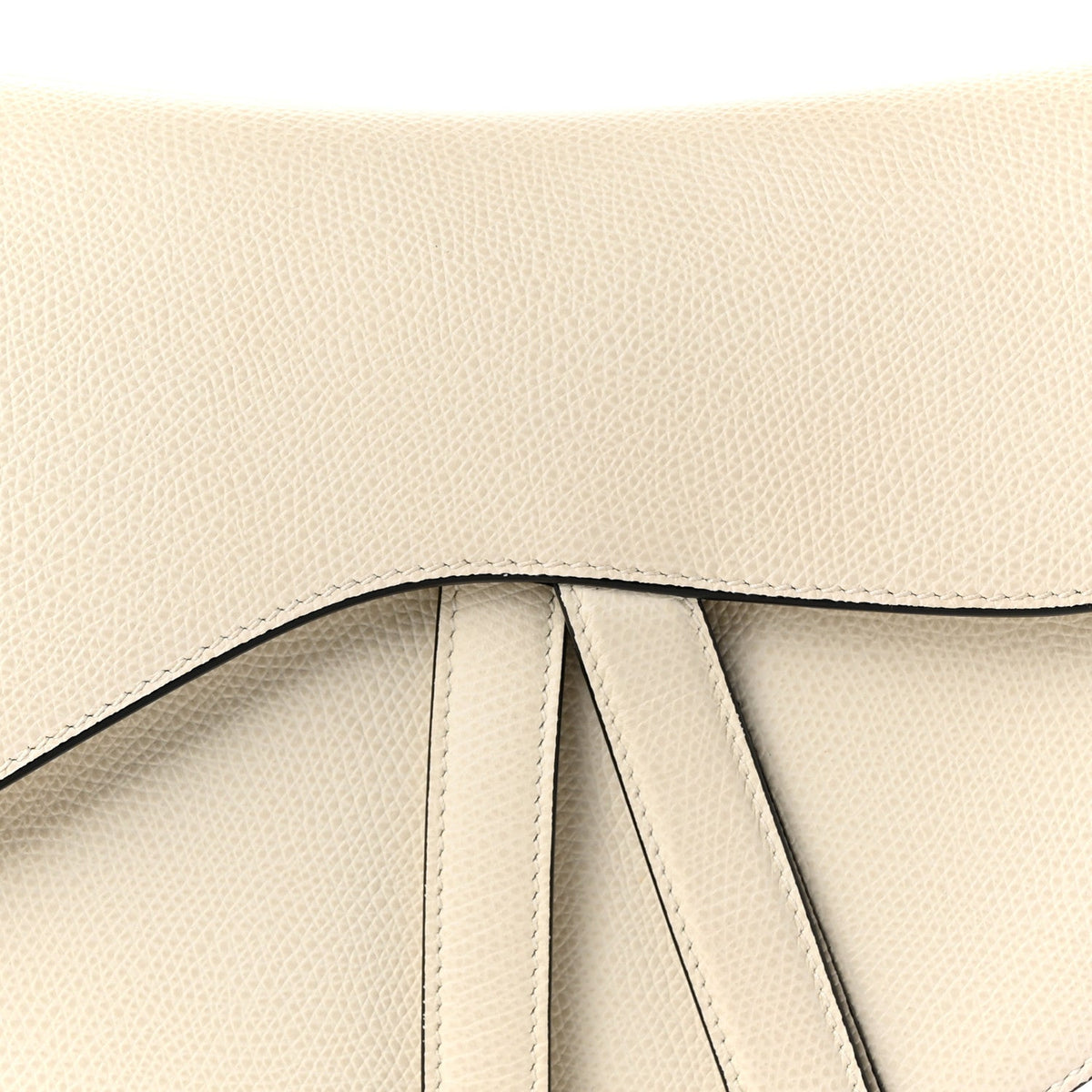 Grained Calfskin Saddle Bag White