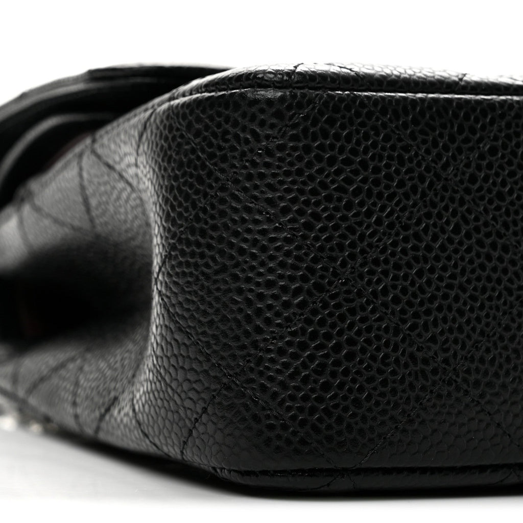 Caviar Quilted Medium Double Flap Black