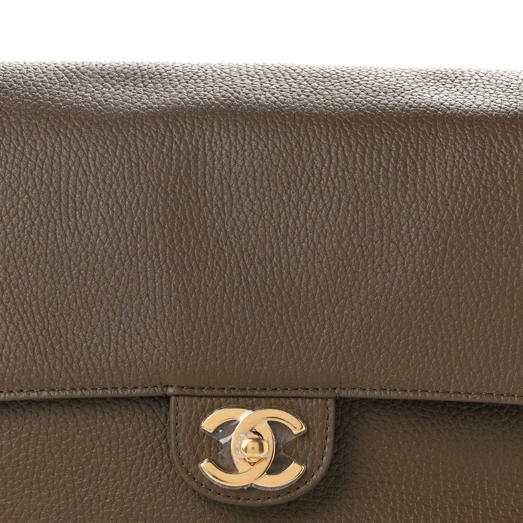 Grained Calfskin Small Souplissimo Maxi Flap Light Brown