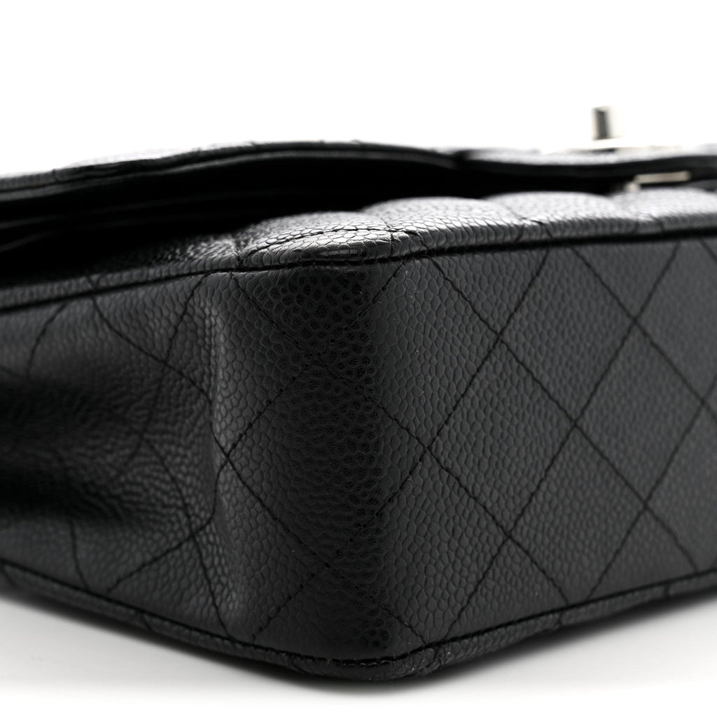 Caviar Quilted Medium Double Flap Black