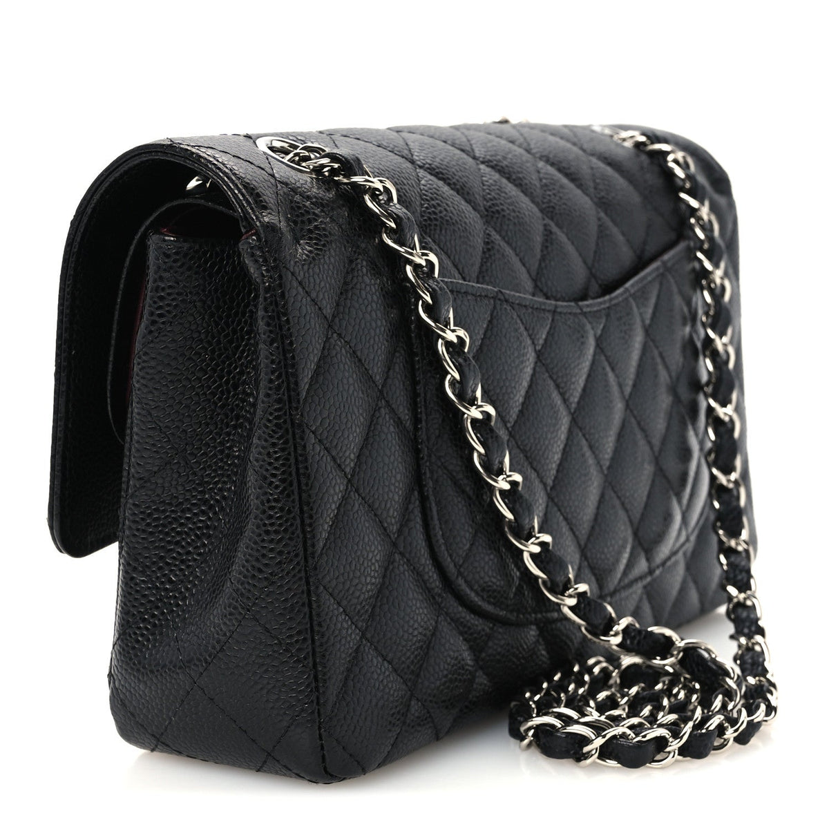 Caviar Quilted Medium Double Flap Black