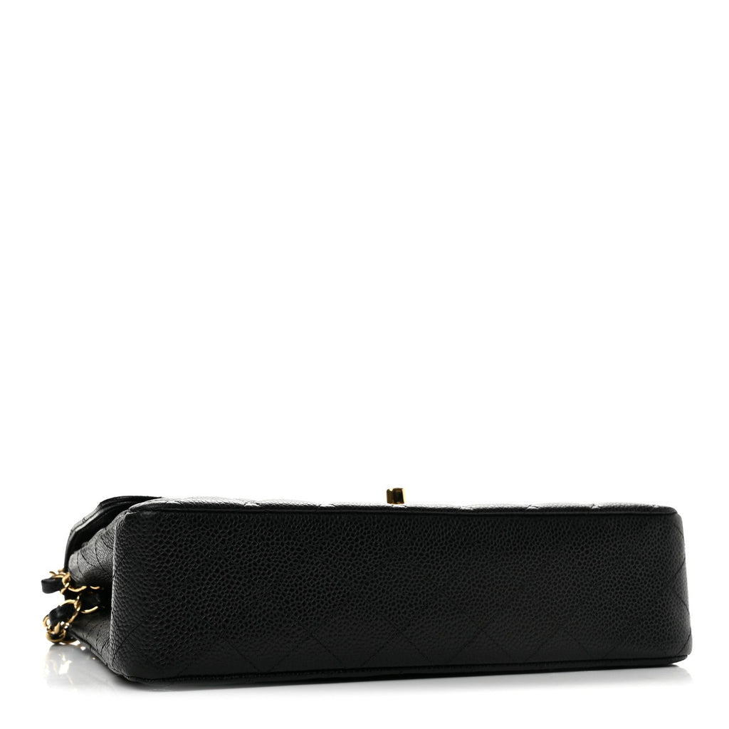 Caviar Quilted Medium Double Flap Black