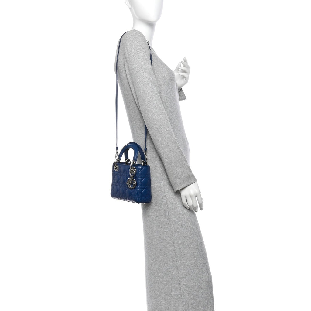 Lambskin Cannage Mini Lady Dior Navy Blue