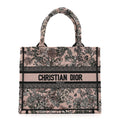 Canvas Embroidered Small Flowers Book  Tote Pink