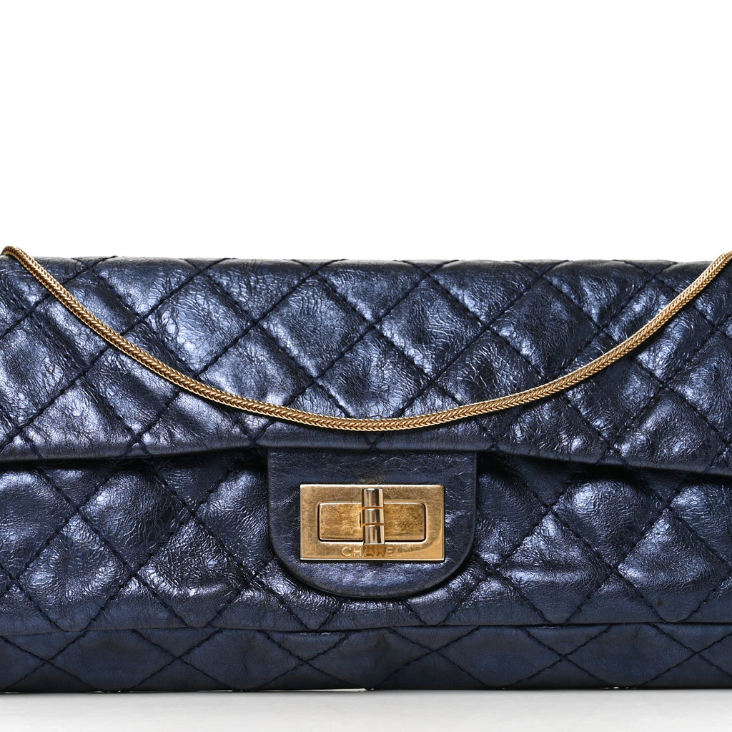 Metallic Calfskin 2.55 Reissue East West Clutch Blue