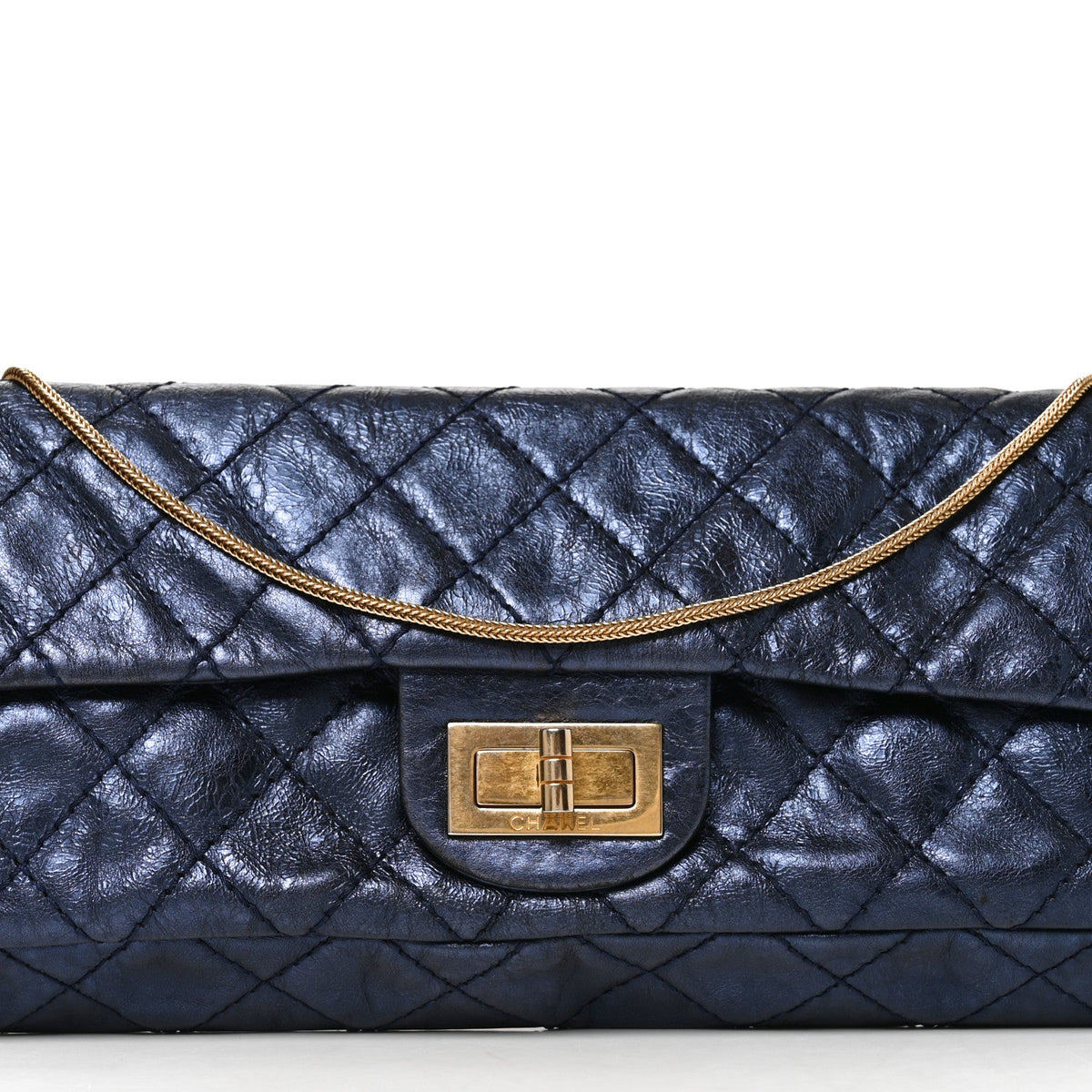 Metallic Calfskin 2.55 Reissue East West Clutch Blue