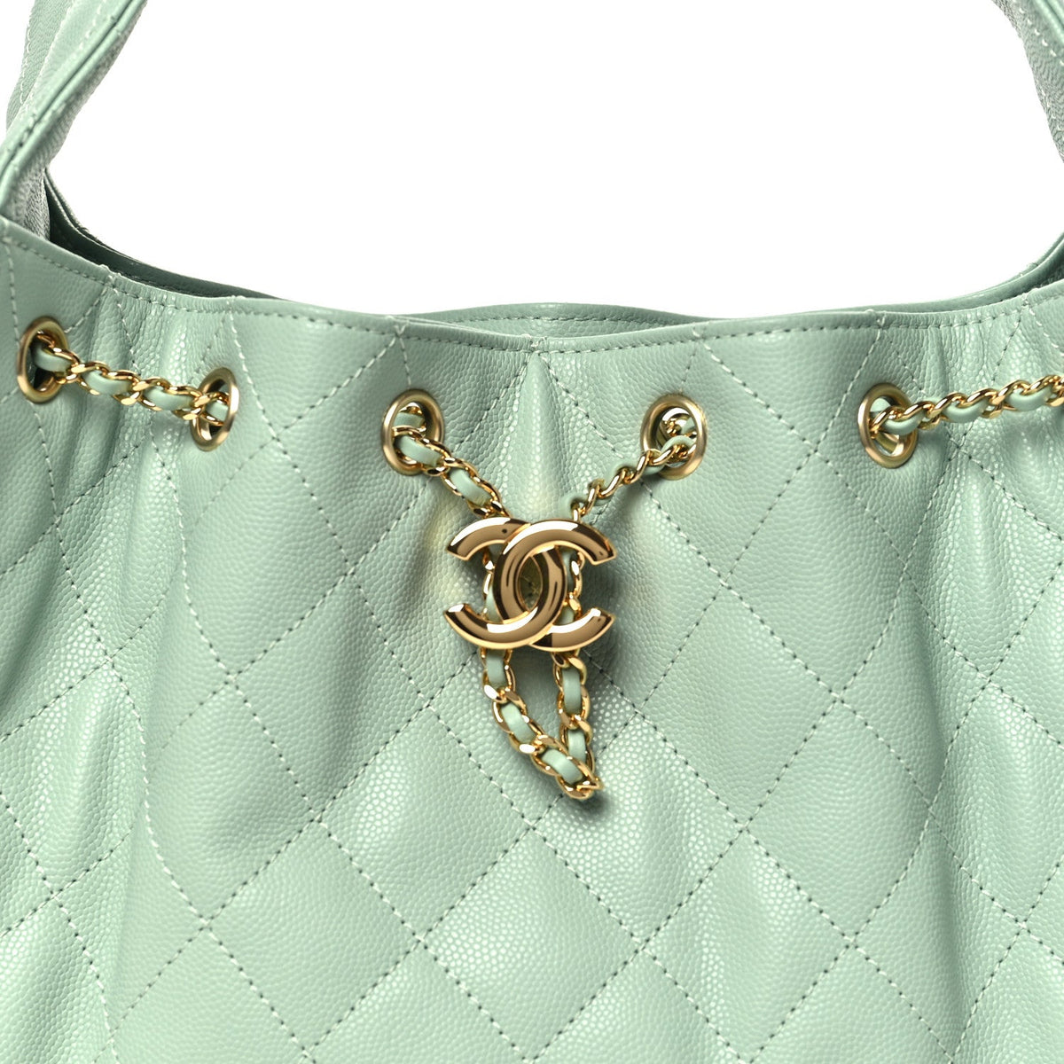 Caviar Quilted Small Chanel 25 Handbag Light Green