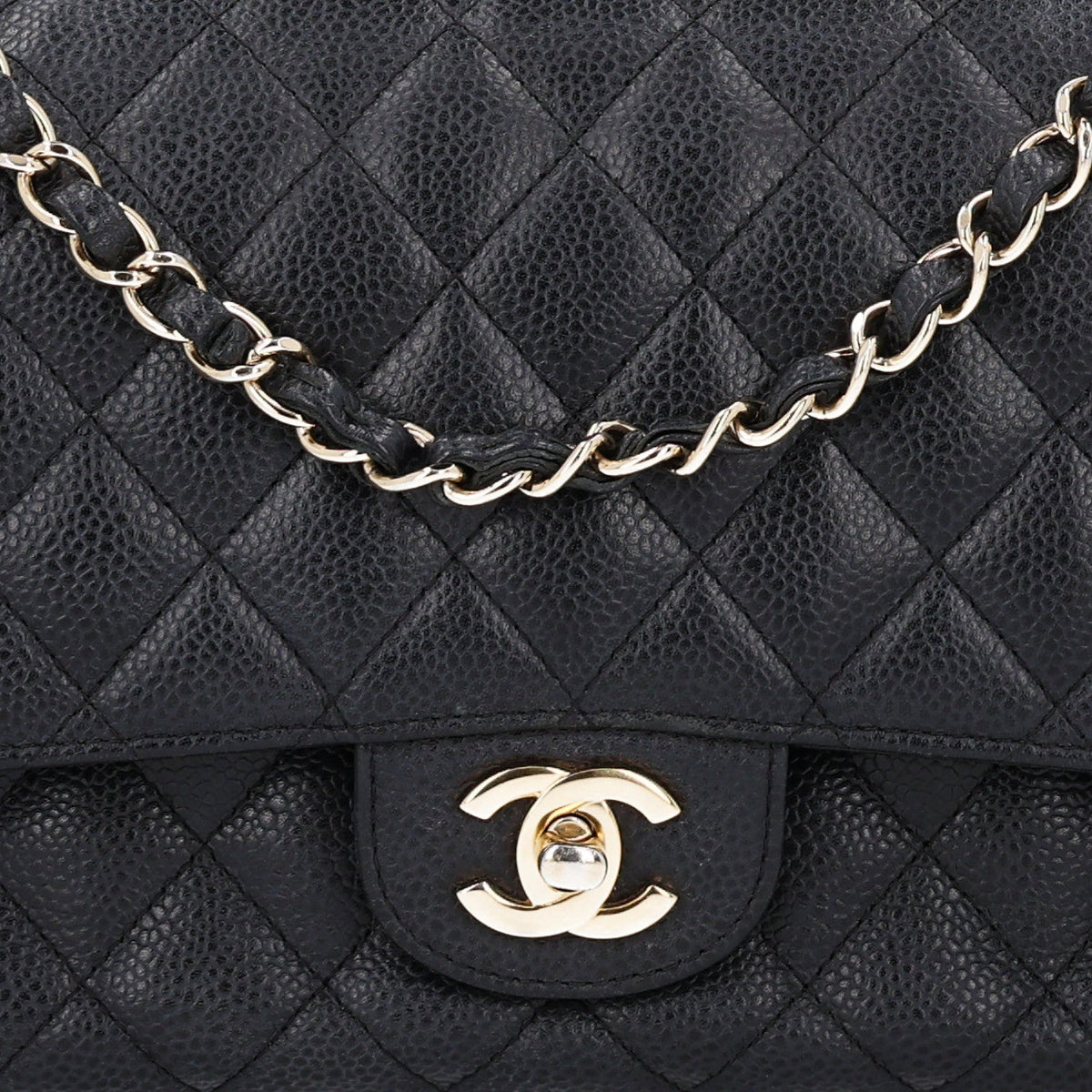 Caviar Quilted Medium Double Flap Black