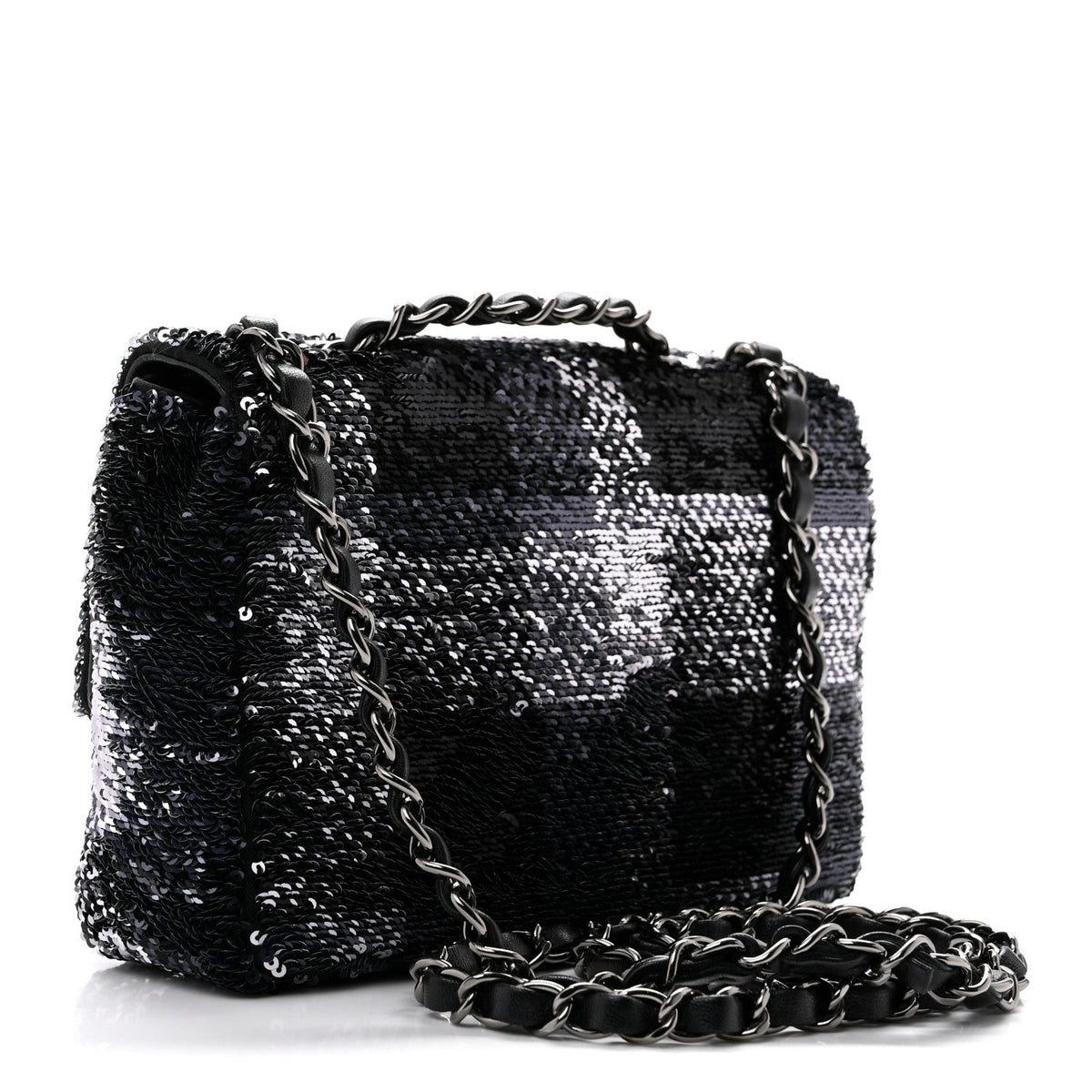 Sequin Quilted Small Single Flap Black