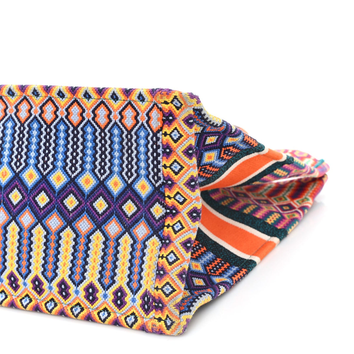 Canvas Embroidered Large Book Tote Orange Multicolor