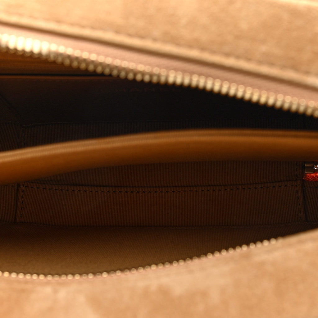 Suede Quilted CC Tassel Camera Case Light Brown