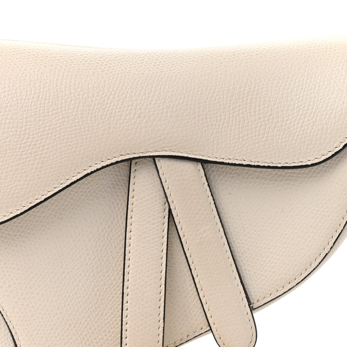 Grained Calfskin Mini Saddle Bag White