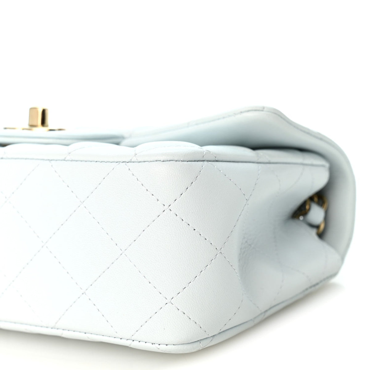 Lambskin Quilted Mini Rectangular Flap Light Blue