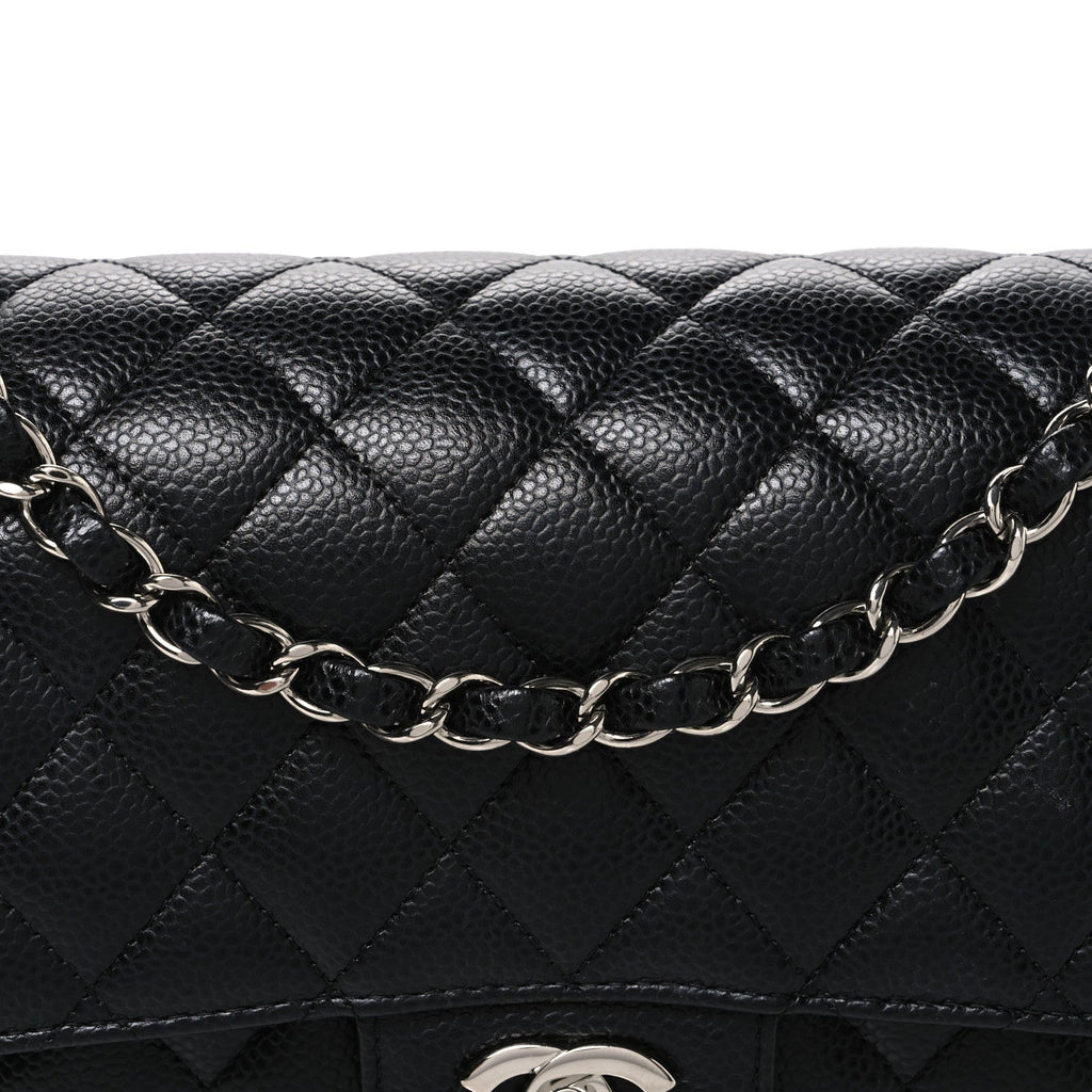 Caviar Quilted Medium Double Flap Black