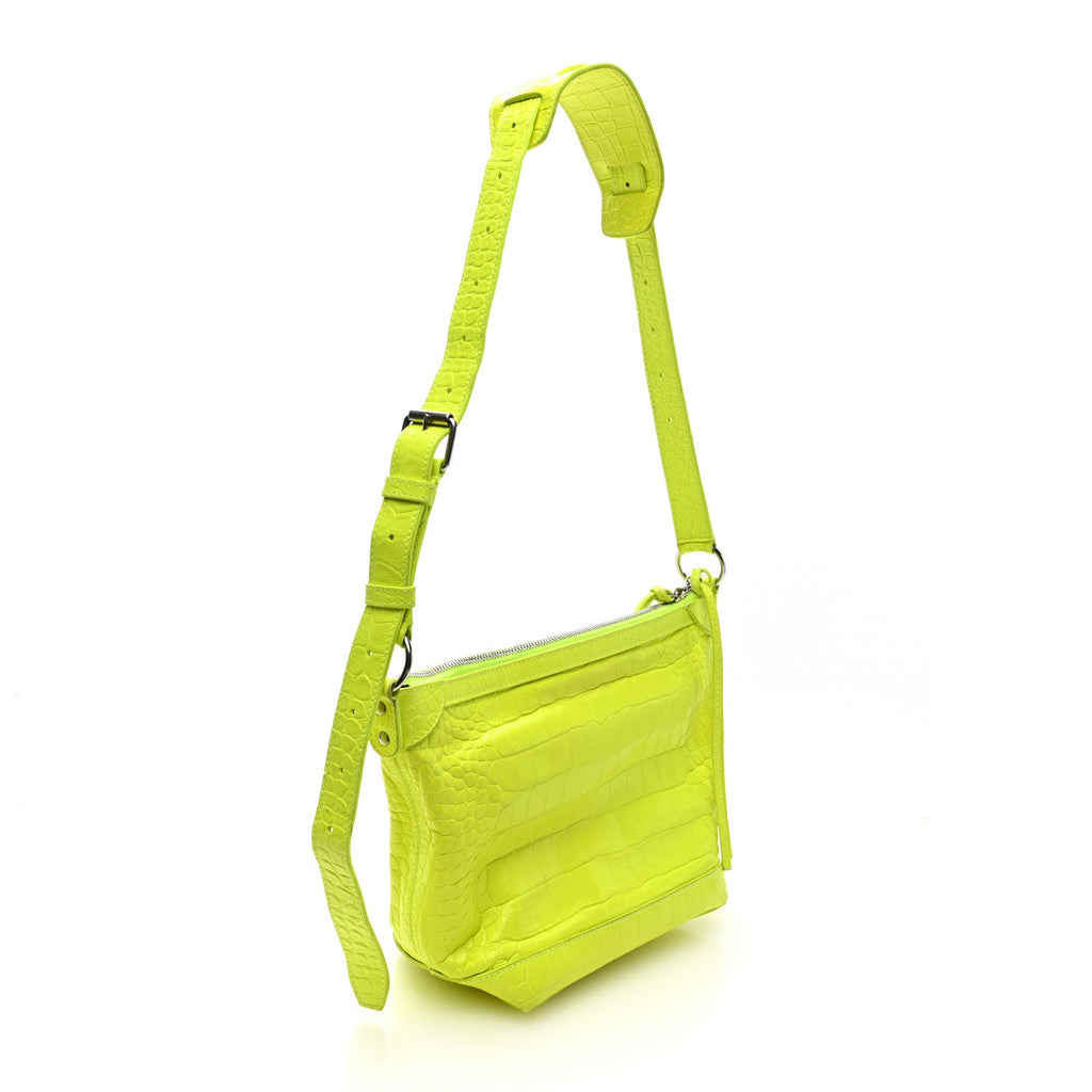 Extra Supple Calfskin Crocodile Embossed Neo Classic Hardware Hobo XS Flou Yellow