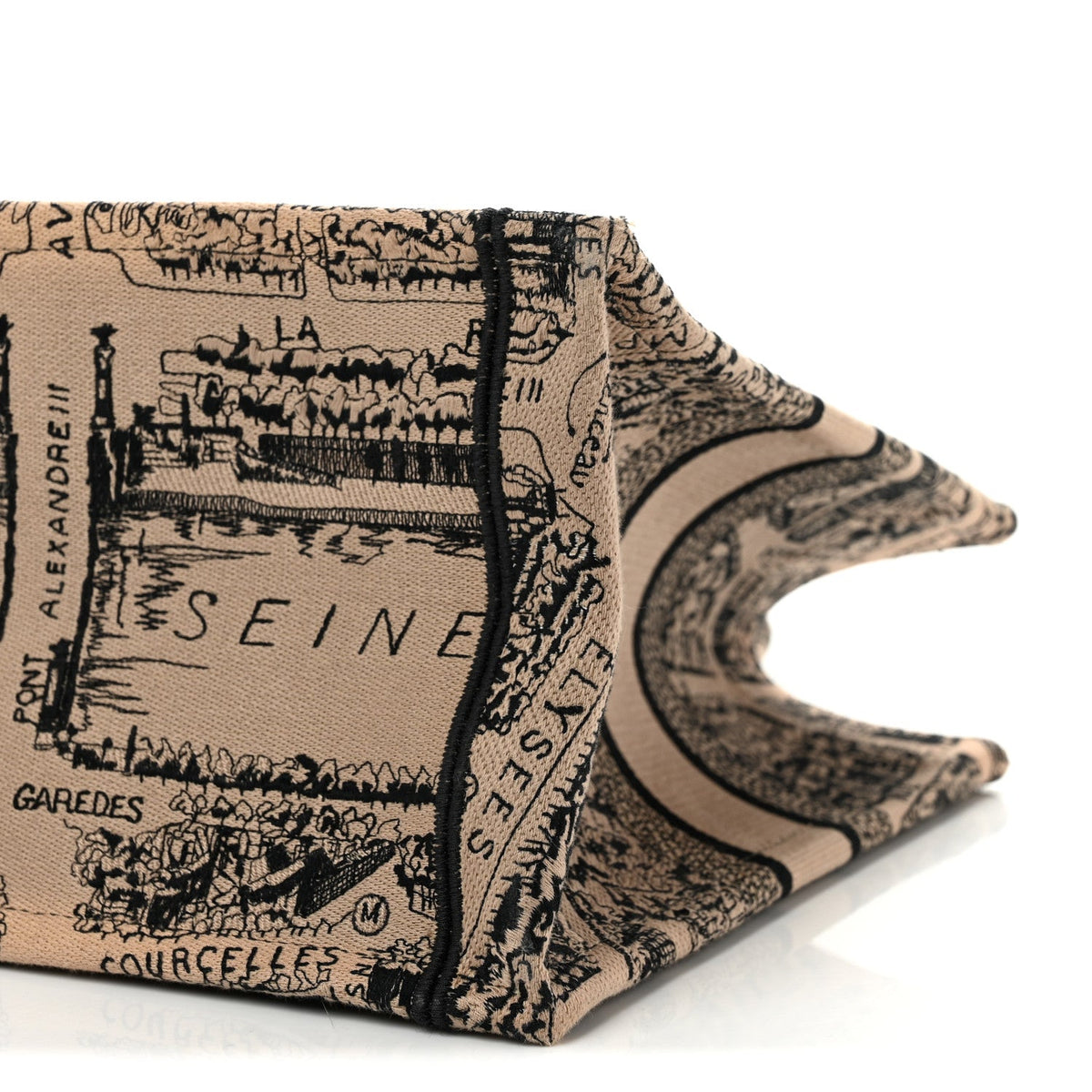 Canvas Embroidered Medium Plan De Paris Book Tote Beige Multi