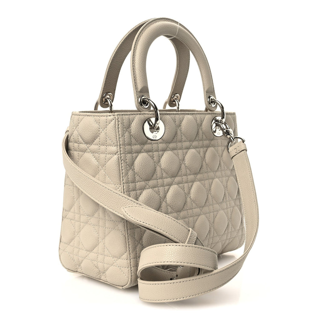Grained Calfskin Cannage Medium Lady Dior Sable