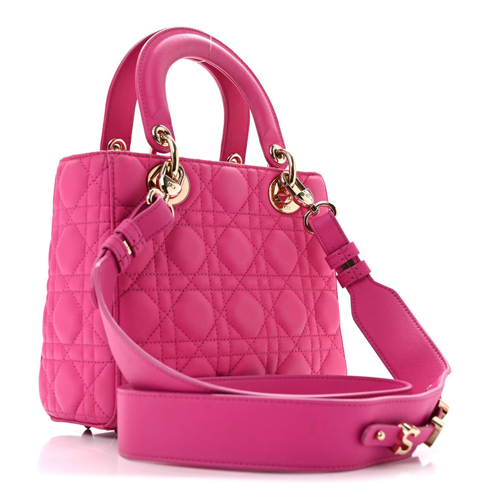 Lambskin Cannage Small My ABCDior Lady Dior Fuchsia