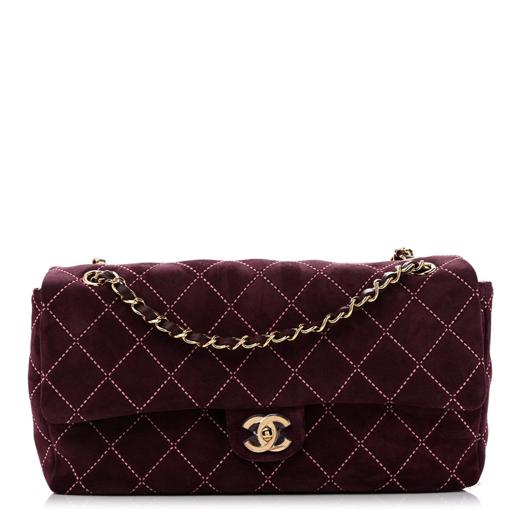 Suede Calfskin Maxi Flap Burgundy