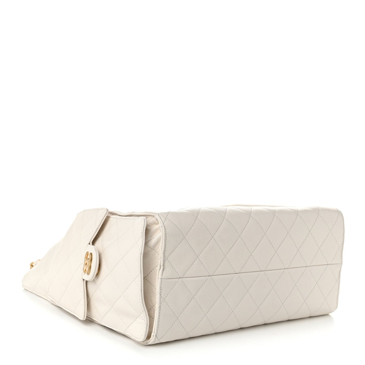 Caviar Quilted Medium Chanel 25 Handbag White