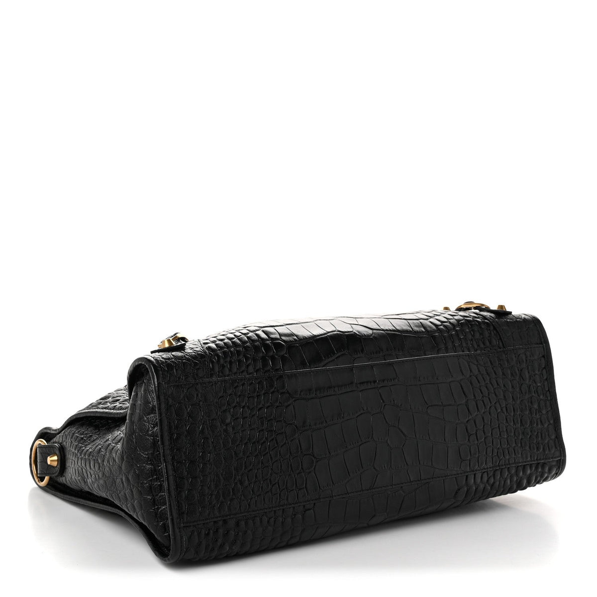 Calfskin Crocodile Embossed Gold Hardware Le City Black