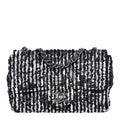 Sequin Lambskin Small Flap Black Silver