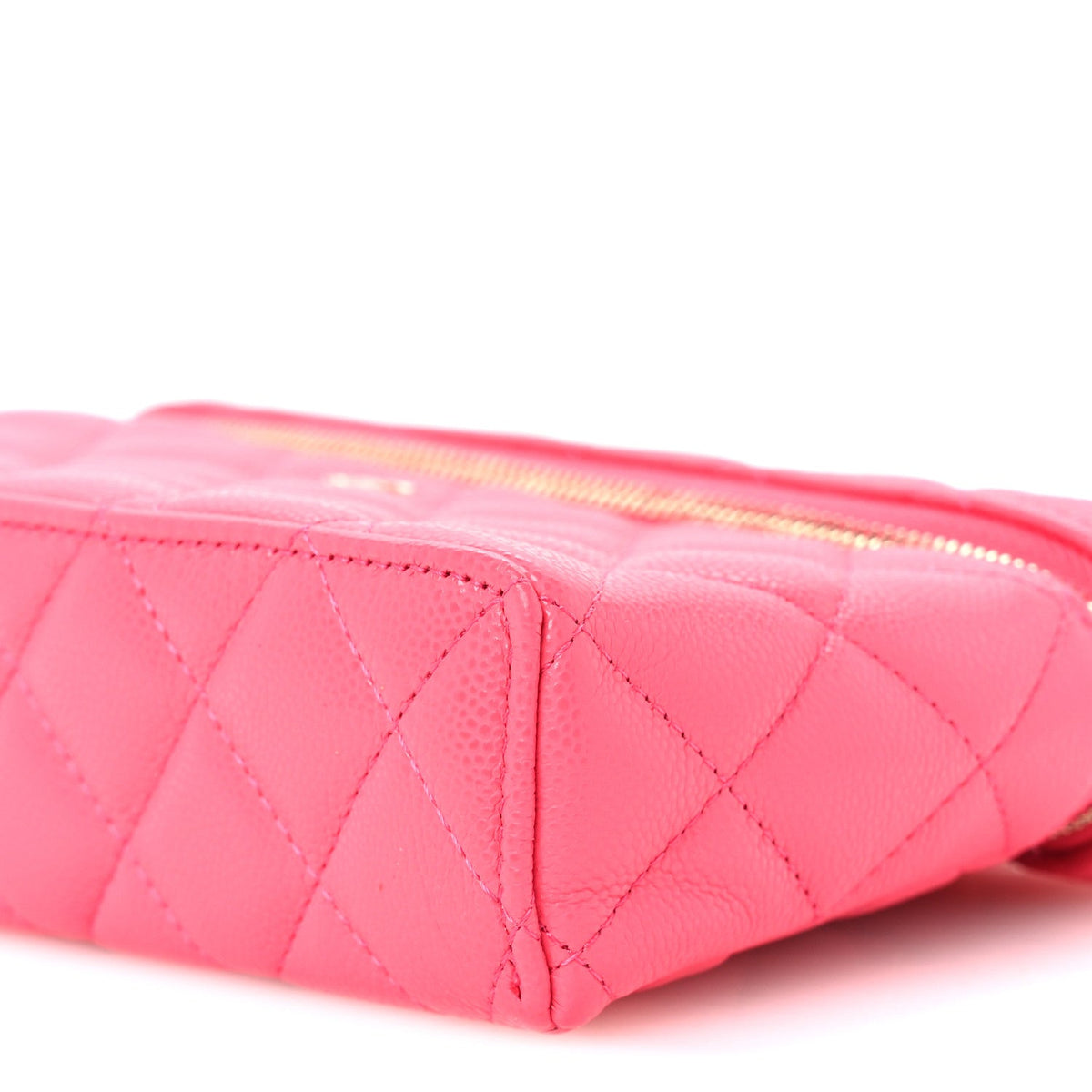 Caviar Quilted Top Handle Slim Vanity With Chain Fuchsia