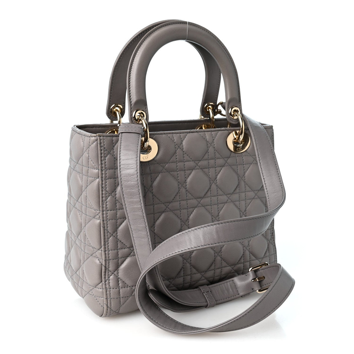 Lambskin Cannage Medium Lady Dior Grey