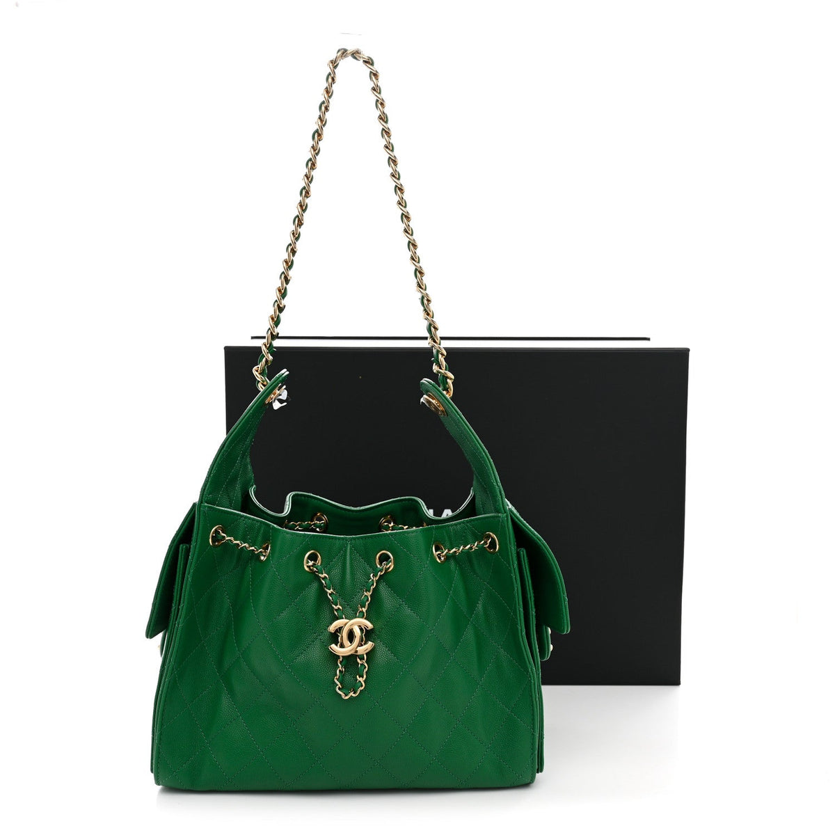 Caviar Quilted Small Chanel 25 Handbag Green