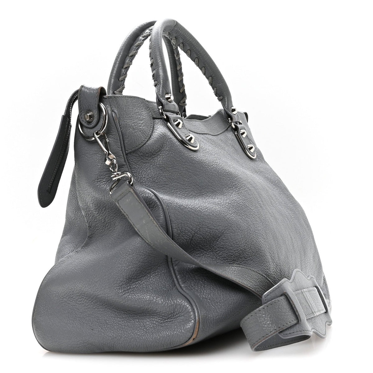 Chevre Silver Metallic Edge Hardware Velo Gris Acier