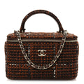 Tweed Small Top Handle Vanity Case With Chain Brown Multicolor