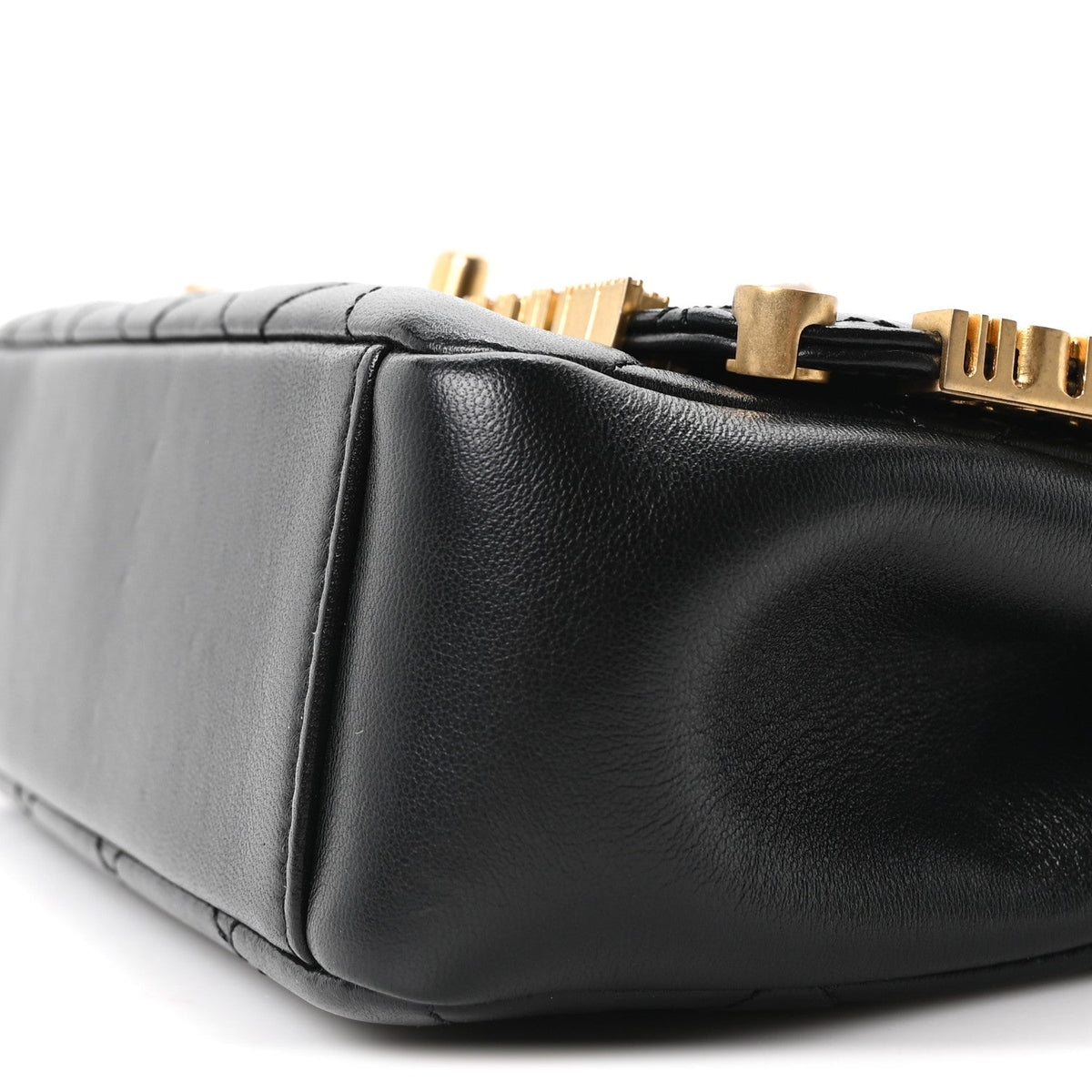 Lambskin Enamel Strass Quilted Mini Paris Monaco Flap Black