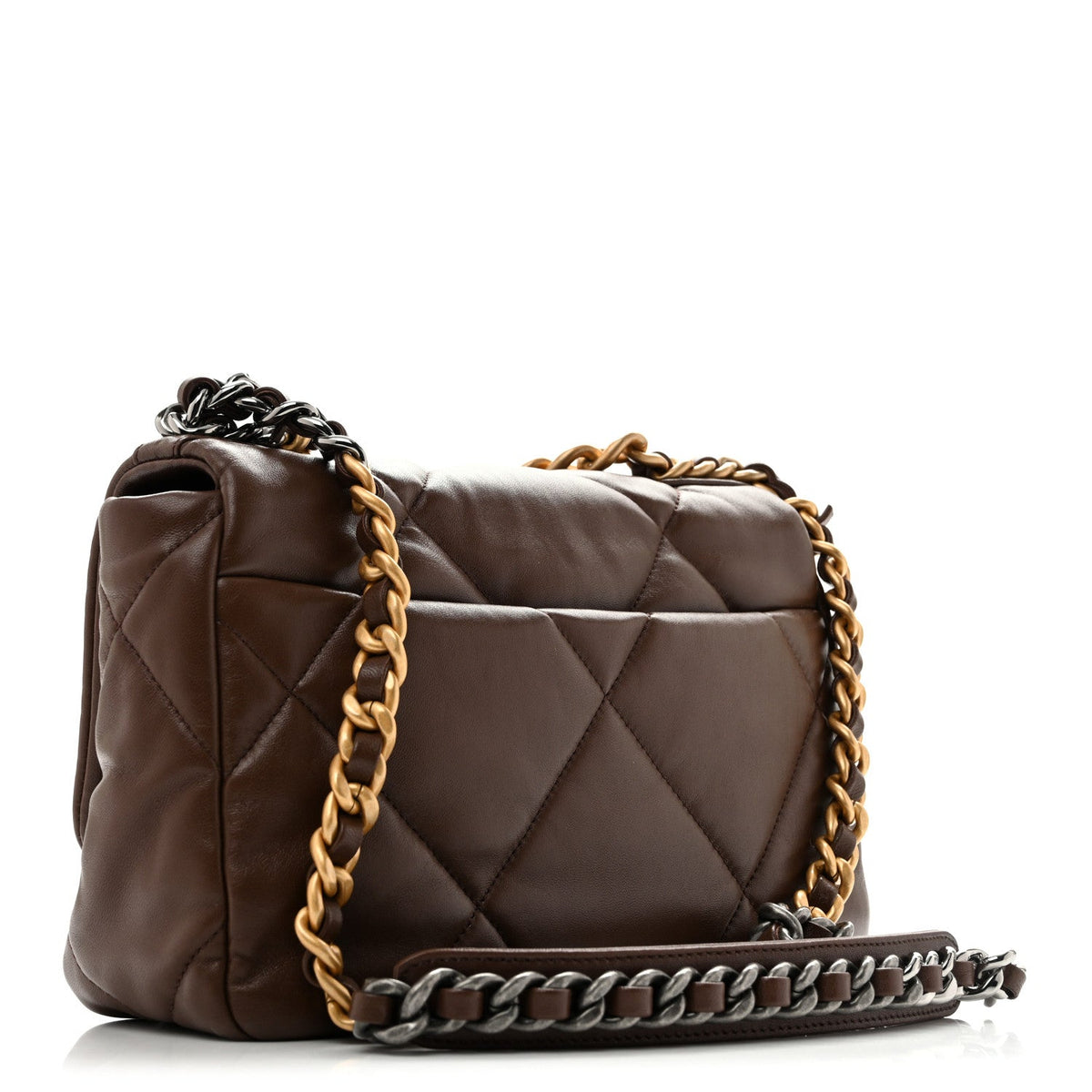 Lambskin Quilted Medium Chanel 19 Flap Dark Brown