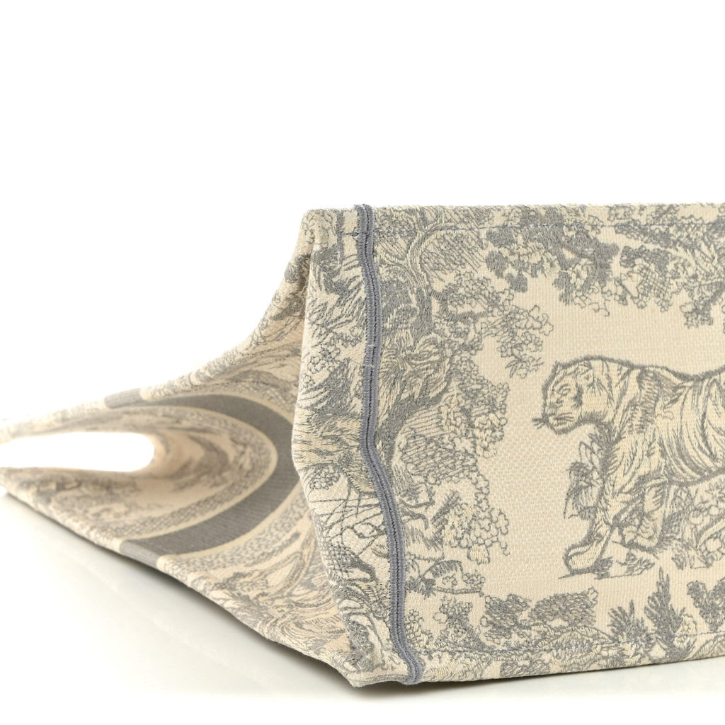 Canvas Embroidered Large Dioriviera Toile De Jouy Book Tote Gray