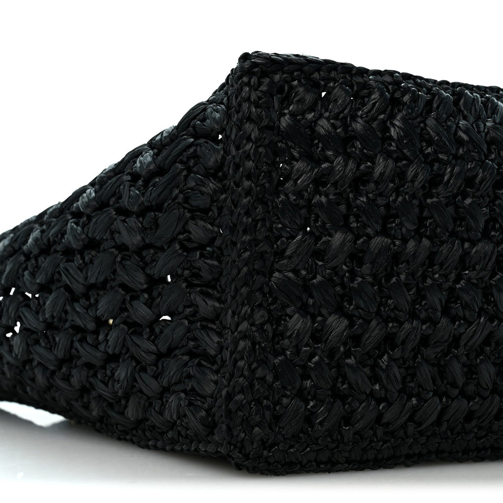 Raffia Coco Beach Shopping Bag Black