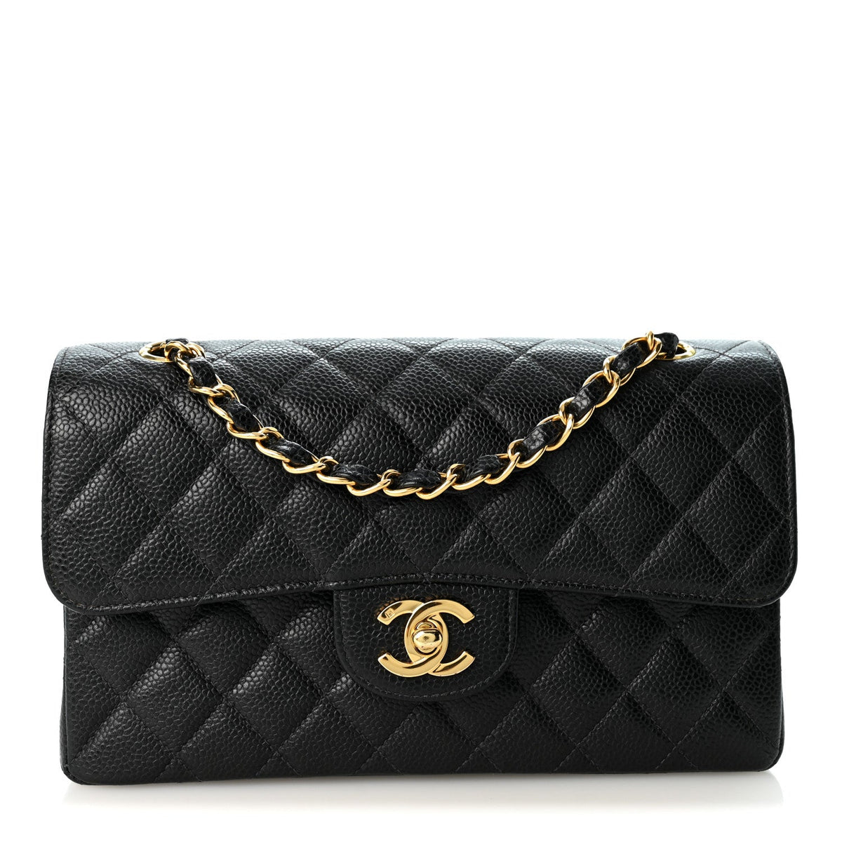 Caviar Quilted Small Double Flap Black