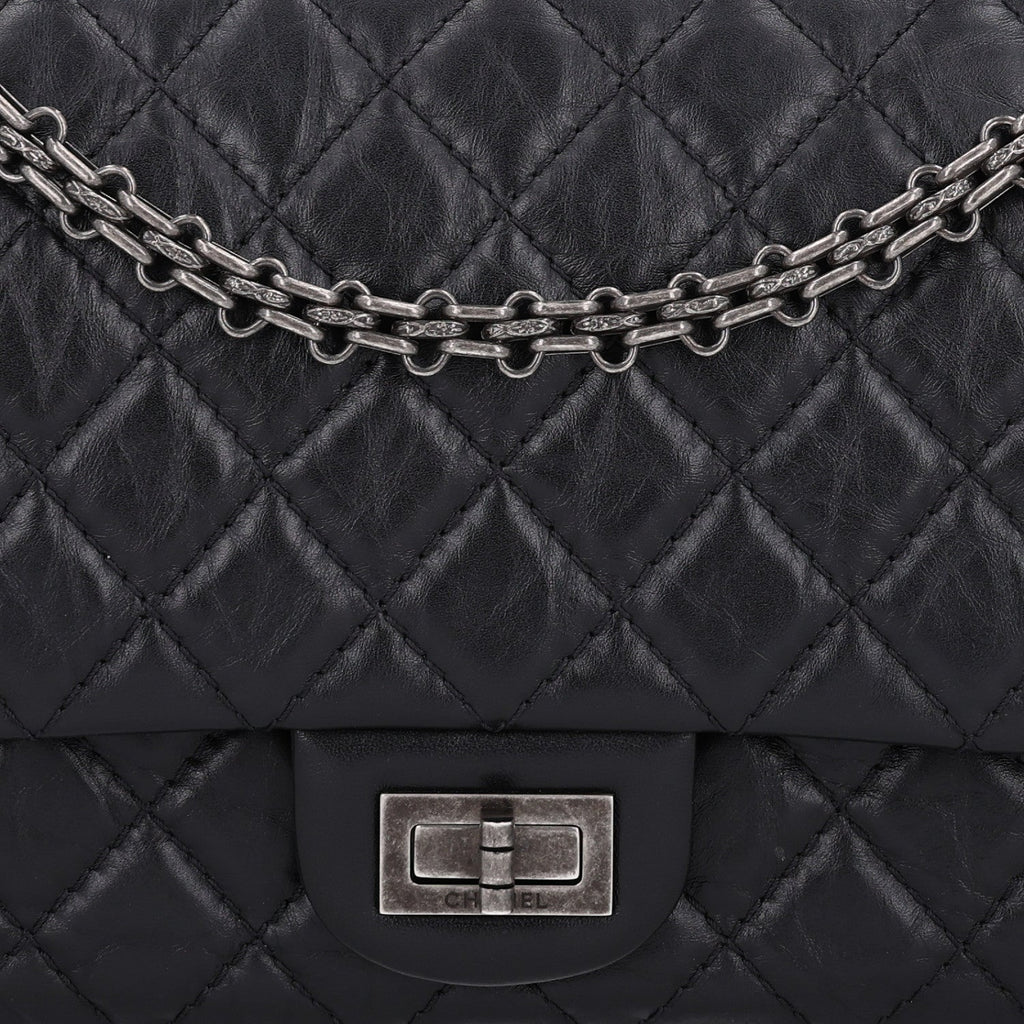 Aged Calfskin Quilted 2.55 Reissue 225 Flap Black