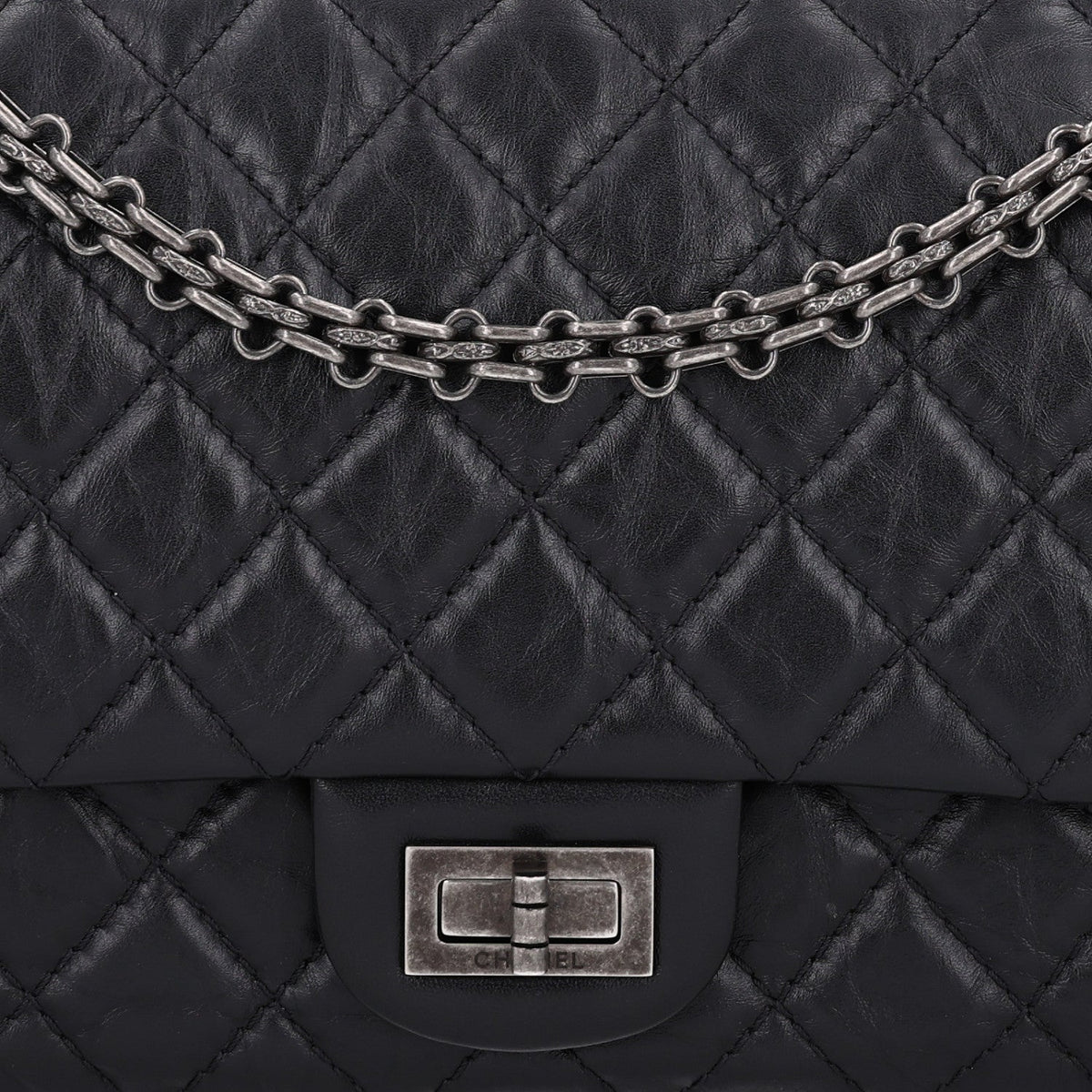 Aged Calfskin Quilted 2.55 Reissue 225 Flap Black