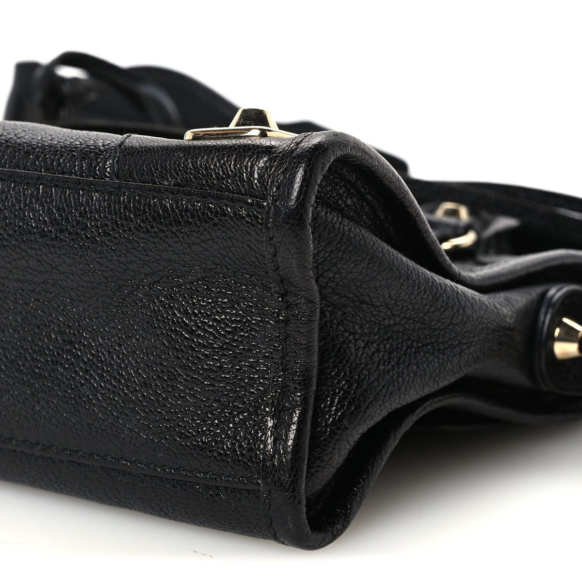 Chevre Gold Metallic Edge Hardware Mini City Black