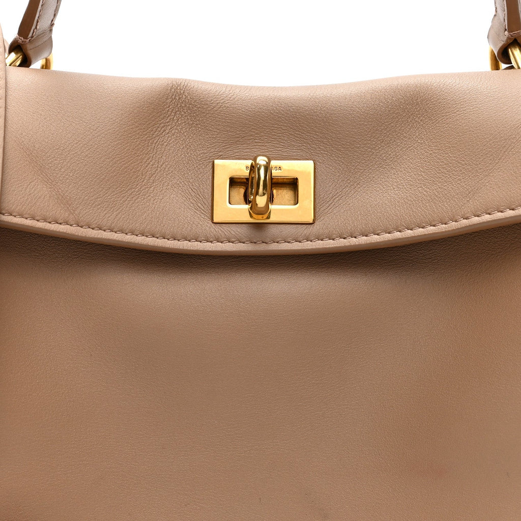 Natural Smooth Calfskin Mini Rodeo Top Handle Handbag Latte