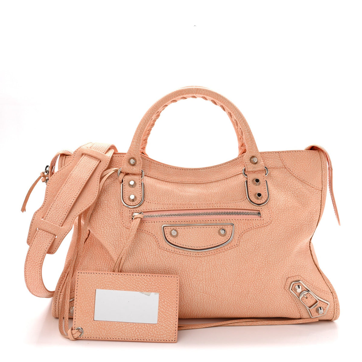 Chevre Silver Metallic Edge Hardware City Rose Peach