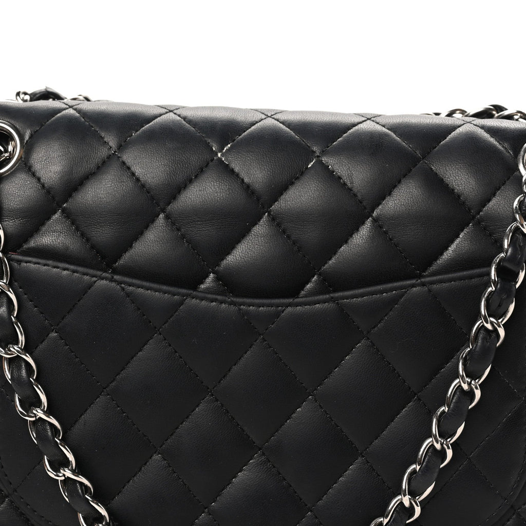 Lambskin Quilted Medium Double Flap Black