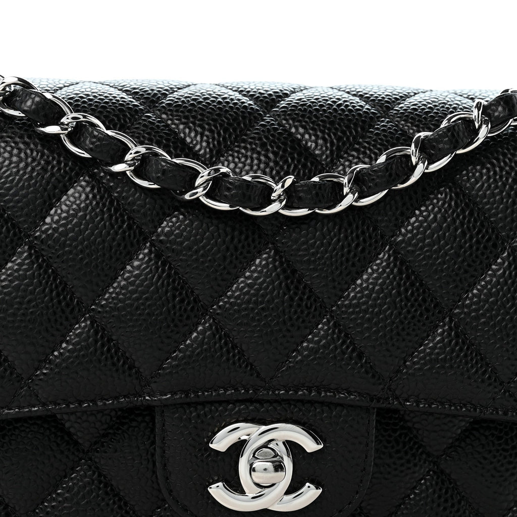 Caviar Quilted Small Double Flap Black